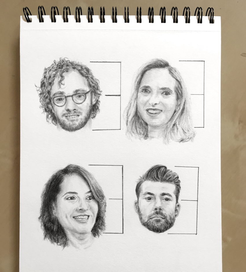 רישומים בעיפרון של דיוקנאות